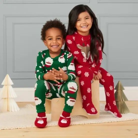 Carter's Just One You&reg; Toddler 4pc Striped Santa Pajama Set image {3}