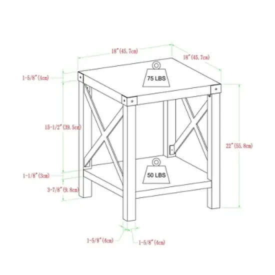 Sophie Rustic Industrial X Frame Side Table - Saracina Home image {7}