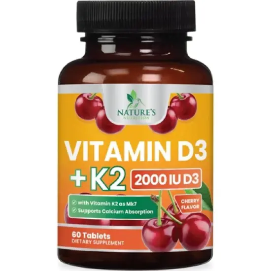 Vitamin D3 with K2 Supplement - High Potency Vitamin D Complex, Chewable - 60 Tablets;120 Tablets;180 Tablets image {11}