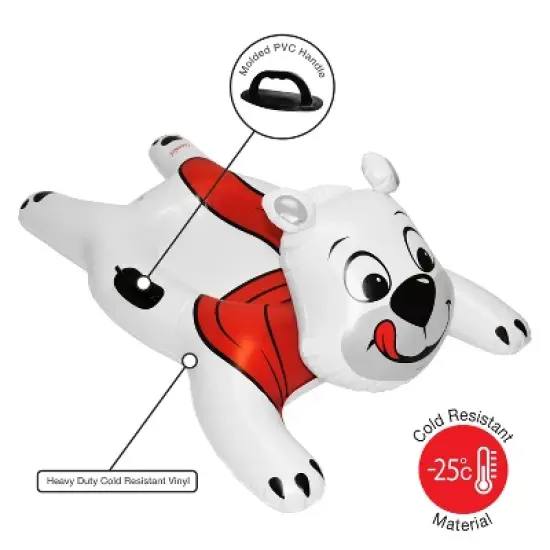 CocoNut Outdoor Winter Snow Tube 54" Jumbo Inflatable Sled - Polar Bear image {1}