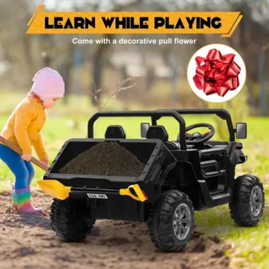 JOYRACER 24V Kids Ride on UTV with Remote Control, 2 Seater 2x200W Ride on Dump Truck For Big Kids image {8}