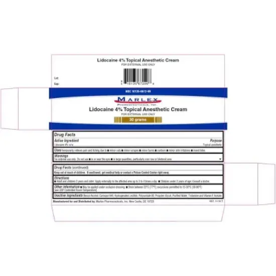 Marlex Lidocaine 4% Topical Anesthetic Cream 30g image {1}