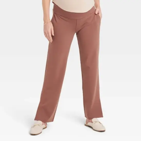 Under Belly Wide Leg Ponte Maternity Pants - Isabel Maternity by Ingrid & Isabel&trade; Brown image {5}