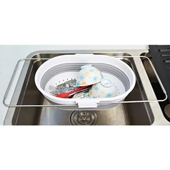 SAMMART 5L (1.3 gallon) Expandable & Collapsible Over The Sink Rectangular Colander image {11}