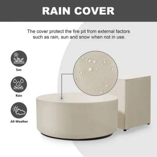 UPHA 28-inch Outdoor Round Fire Pit Table Propane for Outside Patio with Tank Cover image {7}