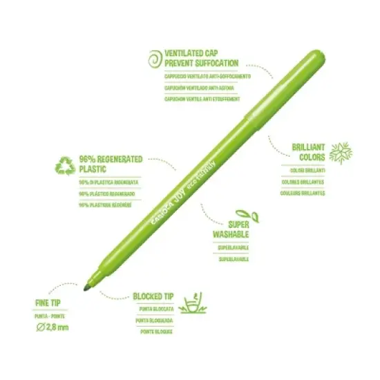 CARIOCA Eco Family Joy Fine Tip Washable Felt Tip Pens - 24 Pieces image {1}