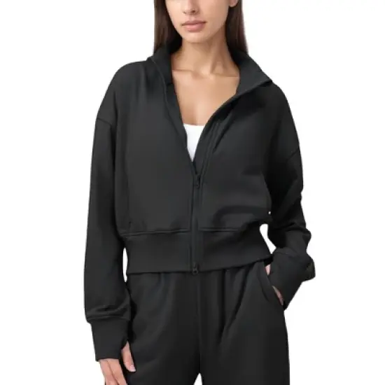 Anna-Kaci Active Women's Cropped Zip-Up Jacket with High Collar and Long Sleeves image {6}
