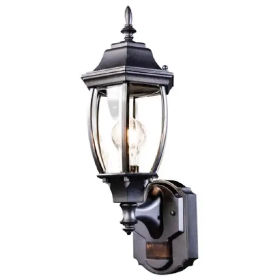 Globe Electric Ashford Matte Black Motion-Sensing LED Wall Lantern image {1}