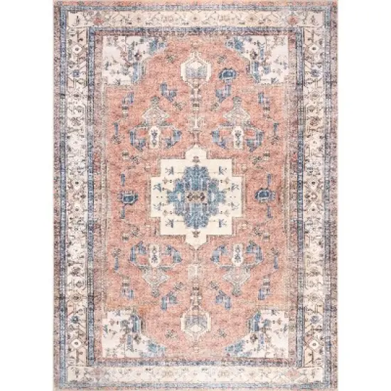 nuLOOM Eleanor Machine Washable Distressed Medallion Area Rug image {14}