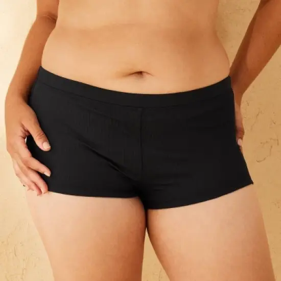 Women's Ribbed Textured Low-Rise Cheeky Swim Boyshorts - Wild Fable&trade; image {3}