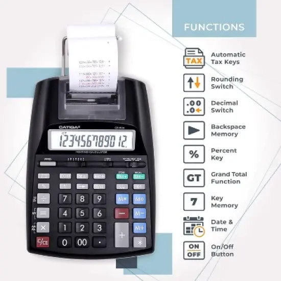CATIGA 2025 Printing Calculator, 10-Key Adding Machine, Desktop Office with Paper Roll, Accounting & Finance, Business Use image {3}
