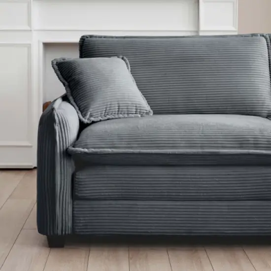 NicBex Couches for Living Room Large Deep Seat 2 Seater Sofa Couch Comfort Corduroy Upholstered Sofa With 4 Pillows for Bedroom image {3}