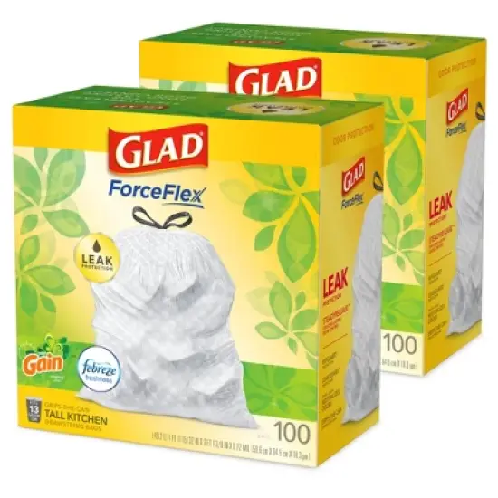 Glad ForceFlex Tall Kitchen Drawstring Trash Bags - Gain Original - 13 Gallon image {13}