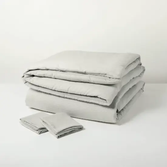 Heathered Stripe Comforter & Sham Set Jet Gray/Sour Cream - Hearth & Hand&trade; with Magnolia image {2}
