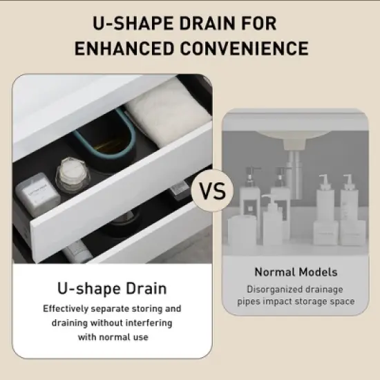 Christopher Knight Home Marshall Wall-Mounted White Bathroom Vanity with Stone Resin Sink and Two Drawers image {4}