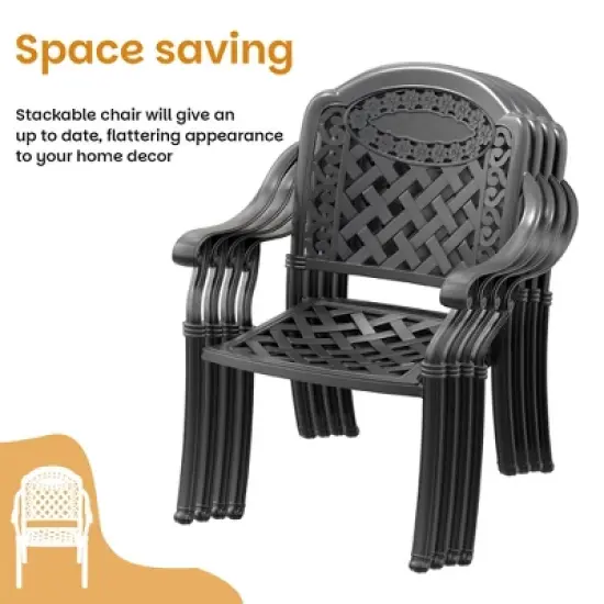 5-Piece Cast Aluminum Outdoor Dining Set: Rectangle Table, Stackable Chairs & Red Cushions - All-Weather Patio Furniture for Your Backyard image {7}