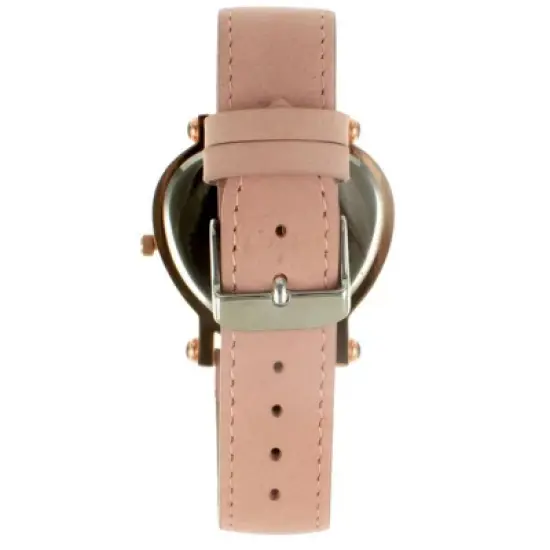 Peugeot Women's Heart Shaped Rose Gold Crystal Watch with Pink Suede Strap image {1}