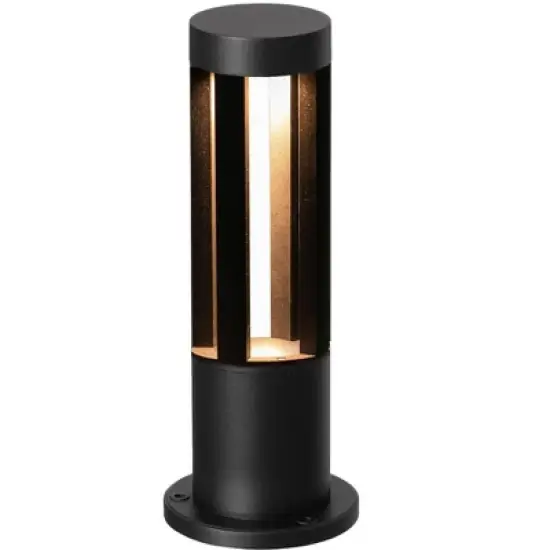 Round Black LED Garden Aluminum Light, Gardenized Decorative Outdoor Bollard Light for Garden, Pathway, and Driveway image {17}