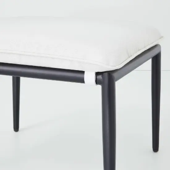 Cushioned Metal Outdoor Ottoman - Cream/Black - Hearth & Hand&trade; with Magnolia image {3}