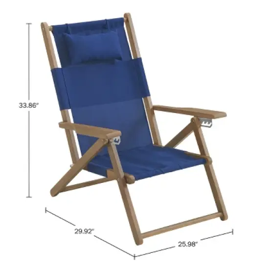 Set of 2 Outdoor Weather-Resistant Wood Folding Beach Chairs with Carry Straps and Reclining Seat by Lavish Homes image {6}