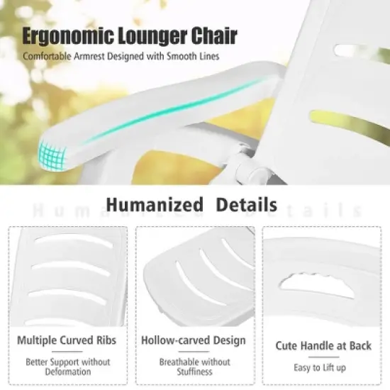 Costway Folding Chaise Lounge Chair 5-Position Adjustable Rolling Recliner w/ Wheels image {9}