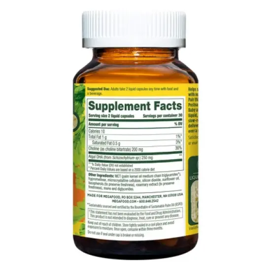 MegaFood Baby & Me 2 Prenatal Vegan DHA & Choline Capsules - 60ct image {1}
