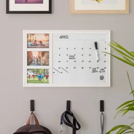 U Brands 15"x23" Photo Frame Dry Erase Monthly Calendar with Marker image {3}