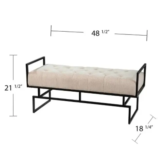 Tedges Upholstered Bench Beige/Gray - Aiden Lane image {7}