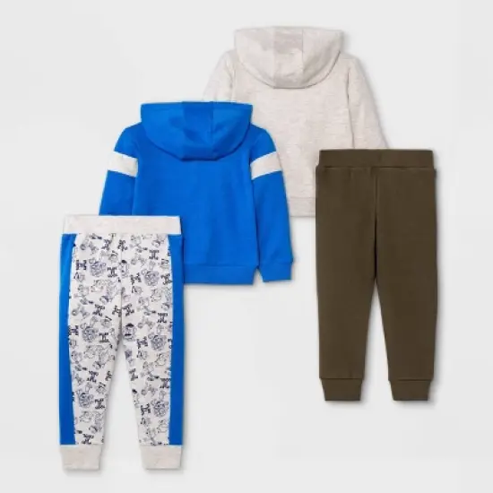 Toddler Boys' 4pc Toy Story Fleece Top and Jogger Set - Blue/Light Gray/Green image {1}