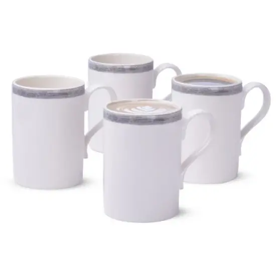 Portmeirion Potter's 9oz Brushstroke Breakfast Mug, Set of 4, Elegant Earthenware Tea Mugs with Handle, Ideal Gift for Coffee Lovers - Grey image {7}