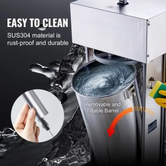 VEVOR Electric Sausage Stuffer, 25 L / 55 LBS Vertical Meat Stuffer, 400W Motor, Stepless Speed Control and Foot Pedal, Silver image {6}