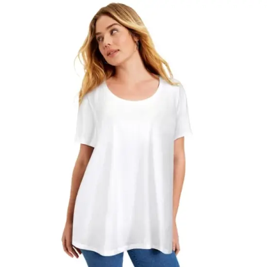 June + Vie by Roaman's Women&rsquo;s Plus Size Short-Sleeve Swing One + Only Tee image {8}