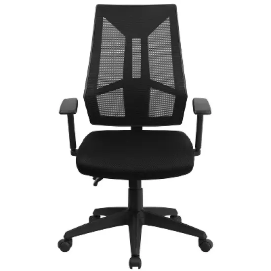 Flash Furniture High Back Black Mesh Multifunction Swivel Ergonomic Task Office Chair with Adjustable Arms image {8}