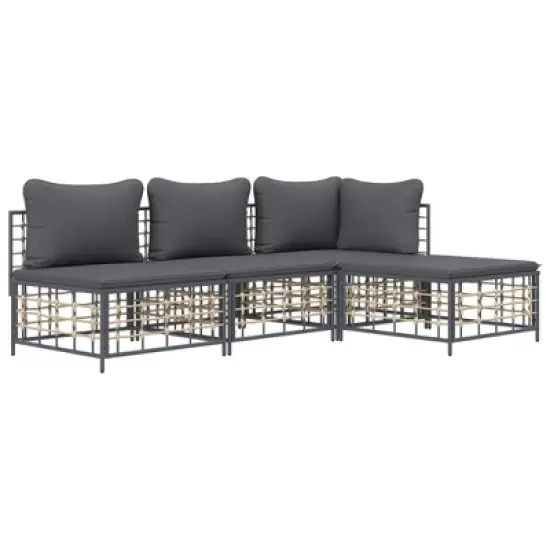 vidaXL Garden Lounge Set Anthracite Poly rattan Medium Modular image {2}