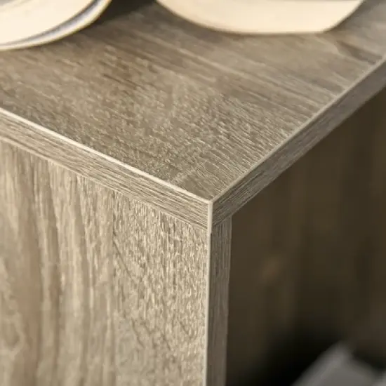 HOMCOM C-Shaped Sofa Side Table Mobile End Table with Storage and Wheels for Living Room, Bedroom, Office image {4}