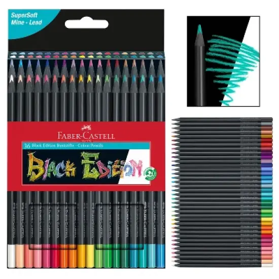 Faber-Castell Color Pencils Black Edition 36ct Box: Art Stationery, 2.8mm Point, Wood Material, Ages 13+ image {3}