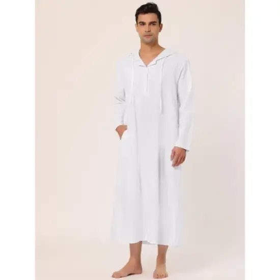 Lars Amadeus Men's Nightshirt Long Sleep Shirt Hooded Loungewear Nightgown Pajamas image {1}