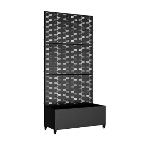 PexFix 72 in. x 35 in. Outdoor Metal Trellis with Planter Box in Bricks Pattern in Black image {7}