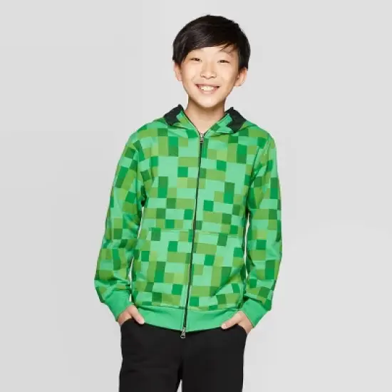 Kids' Minecraft Creeper Costume Fleece Sweatshirt - Green image {4}