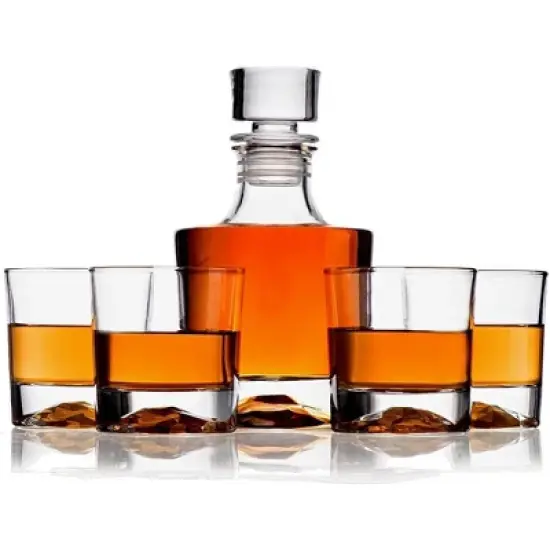Bezrat Whiskey Decanter & 4 Whiskey Glasses Set image {6}