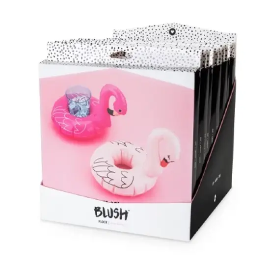 Blush Flock Drink Floaties for Standard Cups and Cans, Pool Party or Beach Bird Inflatables, Pink Flamingo and Swan, Set of 2 image {5}