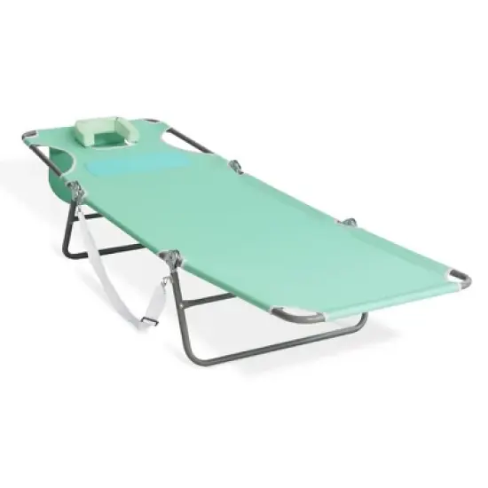 Ostrich Lightweight Portable Chaise Folding Sunbathing Poolside Beach Chair with Outdoor Adjustable Recliner Lounge Pool Chair, Teal image {4}