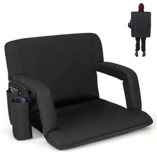 Costway 1/2 PCS Stadium Seat for Bleachers Bleacher Chair with 6 Adjustable Positions Back Support Black image {9}