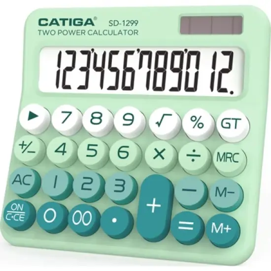 CATIGA Mechanical Switch calculator, 12-Digit LCD, Solar & Battery Power, Big Buttons, Aesthetic Design for Home, School, Office Use. SD-1299 image {10}