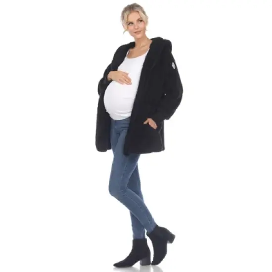 Maternity Plush Hooded Cardigan with Pockets image {3}