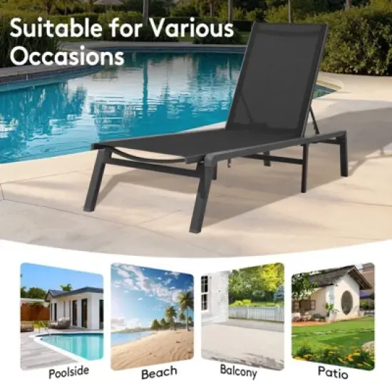 Hyleory Adjustable Aluminum Folding Chaise Lounge - Locking Legs for Secure Relaxation image {8}