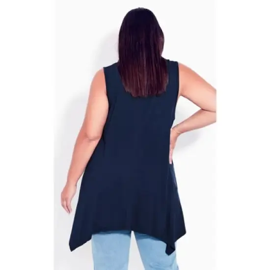 Women's Plus Size V Neck Swing Tank - navy | AVENUE image {1}
