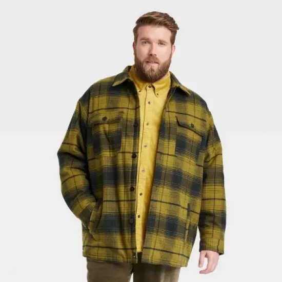 Houston White Adult Quilted Jacket - Moss Green Plaid image {4}