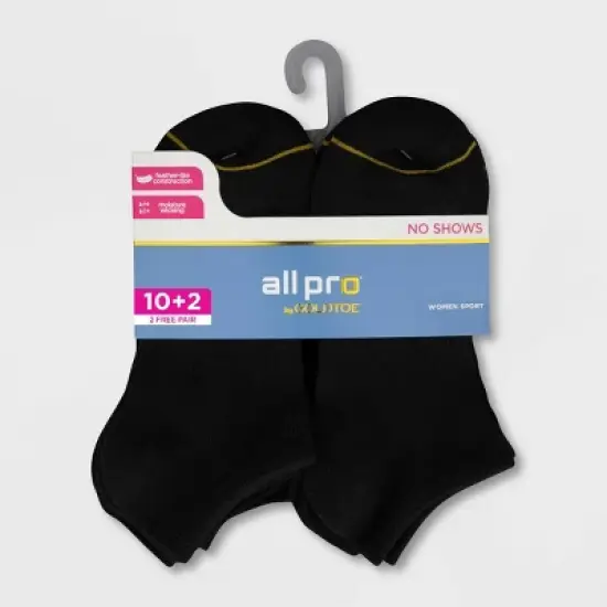 All Pro Women's Lightweight 10+2 Bonus Pack No Show Athletic Socks - 4-10 image {1}