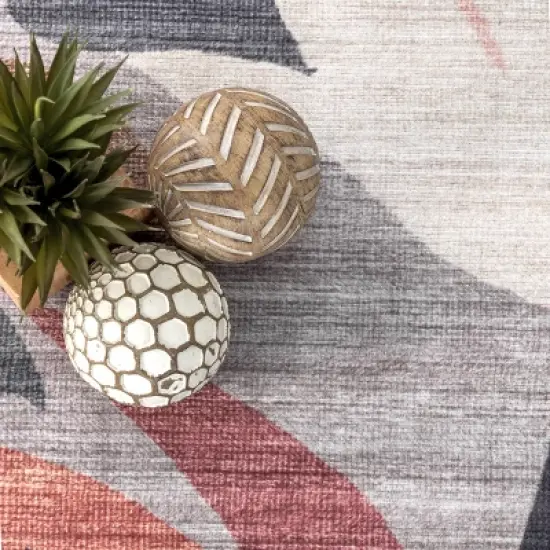 nulOOM Mayra Tropical Leaves Machine Washable Indoor/Outdoor Patio Area Rug image {5}